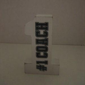 Nielsen Bainbridge #1 Coach White/Black Wood Tabletop Sign 6in.Tall NWWT